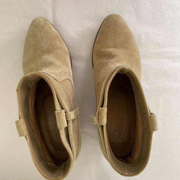 Joie Ajax Suede Ankle Boots Size 38.5 or 8.5 Putty Taupe Leather Cowboy Western - Picture 8 of 13